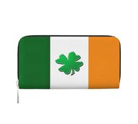 GaxfjRu Irish Flag print Men's Vintage Look Leather Long Wallet Checkbook Wallets,Ladies Credit Card Holder