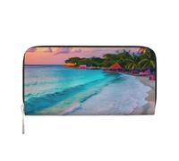 GaxfjRu Jamaica Beach Print Small Leather Wallet for Women, Ladies Credit Card Holder Women's Pocket Purse
