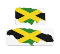 GaxfjRu Jamaica Flag Map Kitchen Mat 2 Pcs Kitchen Rug, Comfort Foam Rug For Kitchen, Floor Home, Office Non-Slip