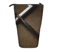 GaxfjRu Japanese Samurai Sword Print Portable Telescoping Pencil Bag, Organizer with Multiple Slots, for Writing Tools Accessories