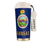 GaxfjRu Kansas State Flag 20 Oz with Lid, Vacuum Insulated Stainless Steel Coffee Mug, Tumbler for Hot and Cold Drinks