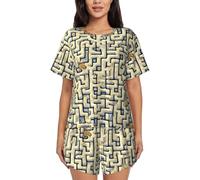GaxfjRu Labyrinth Treasure Map Summer Pajamas for Women - Casual & Cute Sleepwear Sets for All Occasions,Postpartum Clothes. Women's Loungewear Black