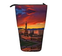 GaxfjRu Las Vegas Sunset Print Portable Telescoping Pencil Bag, Organizer with Multiple Slots, for Writing Tools Accessories
