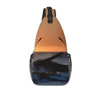 GaxfjRu Last Sun Rays of Over The Sea Waves print Crossbody Bag for Women Men Sling Bag for Travel Hiking Crossbody Sling Backpack