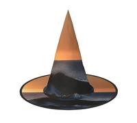 GaxfjRu Last Sun Rays Of Over The Sea Waves Print Halloween Witch Hat, Witch Costume Accessory For Halloween Cosplay Party Holiday Decoration 3pcs