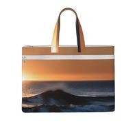 GaxfjRu Last Sun Rays of Over The Sea Waves print Tote Bag Canvas Laptop Bag for Women Casual Work Bags for Travel, Office, College