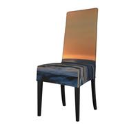 GaxfjRu Last Sun Rays of Over The Sea Waves Printed Removable Chair Protector Elastic Seat Covers for Dining Room Party Celebration