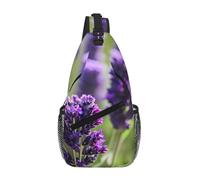 GaxfjRu Lavender Colored Flowers print Crossbody Bag for Women Men Sling Bag for Travel Hiking Crossbody Sling Backpack