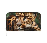 GaxfjRu Leopard pattern print Men's Vintage Look Leather Long Wallet Checkbook Wallets,Ladies Credit Card Holder