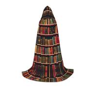 GaxfjRu Library Bookshelf Book print Hooded Cloak Renaissance Cape for Women Men,Adult Medieval Cloak,Viking Wizard Hooded Robe
