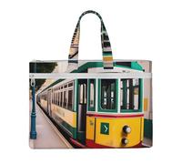 GaxfjRu lisbon tram pattern print Tote Bag Canvas Laptop Bag for Women Casual Work Bags for Travel, Office, College