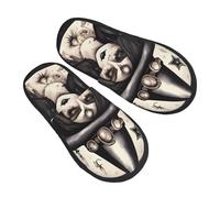 GaxfjRu Magic Witch Witchcraft Bohemian Plush Winter Slippers for Indoor Use, Soft Warm House Slippers for Guests and Home Comfort Unisex, Black, 5