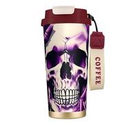 GaxfjRu Many Purple Rose Skull 20 Oz with Lid, Vacuum Insulated Stainless Steel Coffee Mug, Tumbler for Hot and Cold Drinks