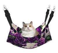 GaxfjRu Many Purple Rose Skull Adjustable Cat Bed Hammock Perch For Window, Cozy Velvet Pet Sleeper And Lounge For Kittens