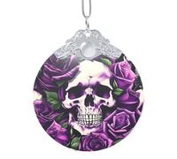 GaxfjRu Many Purple Rose Skull Xmas Home Decorations Ornaments, Hanging Christmas Tree Gift Pendant For Holiday Cheer