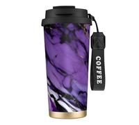 GaxfjRu Marble Purple 20 Oz with Lid, Vacuum Insulated Stainless Steel Coffee Mug, Tumbler for Hot and Cold Drinks