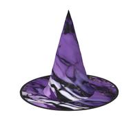 GaxfjRu Marble Purple Print Halloween Witch Hat, Witch Costume Accessory For Halloween Cosplay Party Holiday Decoration 3pcs
