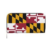GaxfjRu Maryland State Flag print Men's Vintage Look Leather Long Wallet Checkbook Wallets,Ladies Credit Card Holder