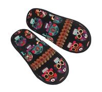 GaxfjRu Mexican Skull Print Plush Winter Slippers for Indoor Use, Soft Warm House Slippers for Guests and Home Comfort Unisex