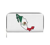 GaxfjRu Mexico Flag Map print Men's Vintage Look Leather Long Wallet Checkbook Wallets,Ladies Credit Card Holder