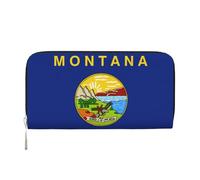 GaxfjRu Montana State Flag Print Small Leather Wallet for Women, Ladies Credit Card Holder Women's Pocket Purse