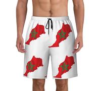 GaxfjRu Morocco Flag Map Print Men's Beach Shorts Swim Trunks Swimwear Men's Shorts with Pockets Bathing Suit Black