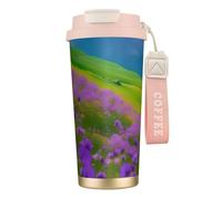 GaxfjRu Nature Purple Flowers Meadow Mountain Scenic 20 Oz with Lid, Vacuum Insulated Stainless Steel Coffee Mug, Tumbler for Hot and Cold Drinks