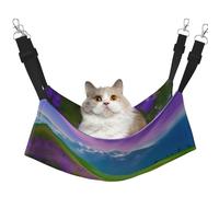 GaxfjRu Nature Purple Flowers Meadow Mountain Scenic Adjustable Cat Bed Hammock Perch For Window, Cozy Velvet Pet Sleeper And Lounge For Kittens
