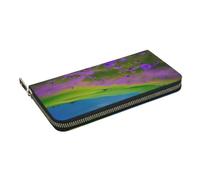 GaxfjRu Nature Purple Flowers Meadow Mountain Scenic Print Small Leather Wallet for Women, Ladies Credit Card Holder Women's Pocket Purse
