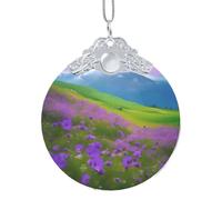 GaxfjRu Nature Purple Flowers Meadow Mountain Scenic Xmas Home Decorations Ornaments, Hanging Christmas Tree Gift Pendant For Holiday Cheer