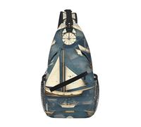 GaxfjRu Nautical Sailboat Map Crossbody Sling Bag Men Women, Casual Shoulder Backpack, Chest Daypack Satchel for Hiking Travel