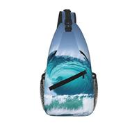 GaxfjRu Ocean Wave print Small Sling Backpack Crossbody Sling Bag, Chest Bag Daypack Fanny Pack for Outdoors
