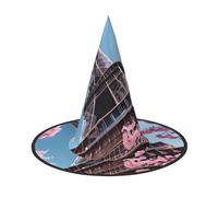 GaxfjRu Oil Painting Paris Eiffel Tower Print Halloween Witch Hat, Witch Costume Accessory For Halloween Cosplay Party Holiday Decoration 3pcs