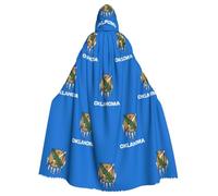 GaxfjRu Oklahoma State Flag Hooded Cloak - Halloween Short Medieval with Hood Full Length Hooded Halloween Costume for Women Men Black