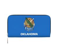 GaxfjRu Oklahoma State Flag print Men's Vintage Look Leather Long Wallet Checkbook Wallets,Ladies Credit Card Holder