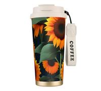 GaxfjRu Orange Sunflower 20 Oz with Lid, Vacuum Insulated Stainless Steel Coffee Mug, Tumbler for Hot and Cold Drinks