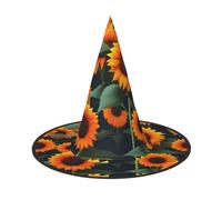 GaxfjRu Orange Sunflower Print Halloween Witch Hat, Witch Costume Accessory For Halloween Cosplay Party Holiday Decoration 3pcs