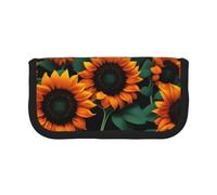 GaxfjRu Orange Sunflower Wallpaper Cute Dot Canvas Pencil Pouch Organized Storage for Picnics & Daily Use Makeup Pouch, Pencil Holder