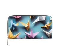 GaxfjRu Origami Paper Cranes Print Small Leather Wallet for Women, Ladies Credit Card Holder Women's Pocket Purse