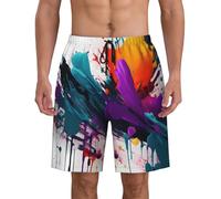 GaxfjRu Paint Splatter Print Men's Beach Shorts Swim Trunks Swimwear Men's Shorts with Pockets Bathing Suit Black