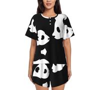 GaxfjRu Panda Animal Summer Pajamas for Women - Casual & Cute Sleepwear Sets for All Occasions,Postpartum Clothes. Women's Loungewear Black