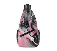 GaxfjRu Pinks Abstract Ink Marble Gray Artistic print Crossbody Bag for Women Men Sling Bag for Travel Hiking Crossbody Sling Backpack
