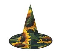 GaxfjRu Plants Theme Sunflower Print Halloween Witch Hat, Witch Costume Accessory For Halloween Cosplay Party Holiday Decoration 3pcs