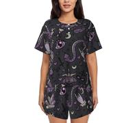 GaxfjRu Purple Black Goth Spooky Summer Pajamas for Women - Casual & Cute Sleepwear Sets for All Occasions,Postpartum Clothes. Women's Loungewear