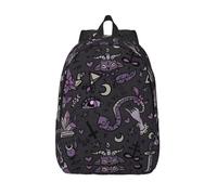 GaxfjRu Purple Black Goth Spooky Water-Resistant Backpack - Laptop-Friendly Bookbag for Men - Versatile Travel Backpack with High Capacity