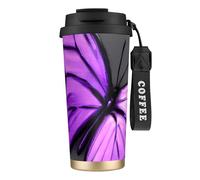 GaxfjRu Purple Butterflies 20 Oz with Lid, Vacuum Insulated Stainless Steel Coffee Mug, Tumbler for Hot and Cold Drinks