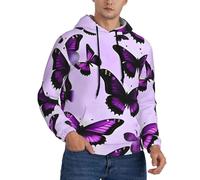 GaxfjRu Purple Butterflies essentials hoodie,hoodies for men uk,long sleeve drawstring fashionable casual hooded sweatshirt