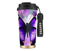 GaxfjRu Purple Butterfly 20 Oz with Lid, Vacuum Insulated Stainless Steel Coffee Mug, Tumbler for Hot and Cold Drinks