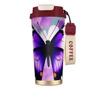 GaxfjRu Purple Butterfly 20 Oz with Lid, Vacuum Insulated Stainless Steel Coffee Mug, Tumbler for Hot and Cold Drinks