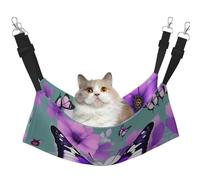 GaxfjRu Purple Butterfly Adjustable Cat Bed Hammock Perch For Window, Cozy Velvet Pet Sleeper And Lounge For Kittens